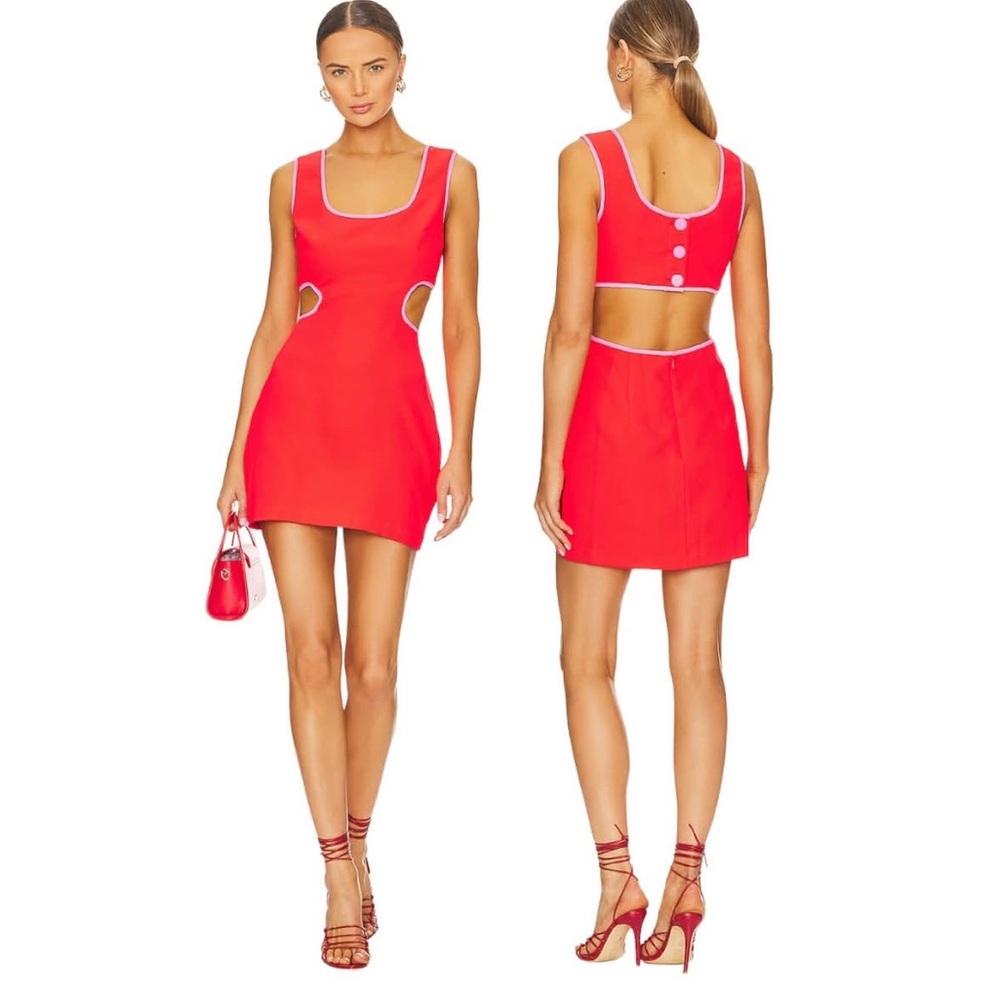 Amanda Uprichard x REVOLVE Beeba Dress | Vibrant Red Cutout Mini Medium | NWOT